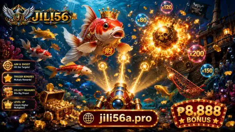 Large luminous fish crossing the sapphire cannon lane in JILI56 fishing