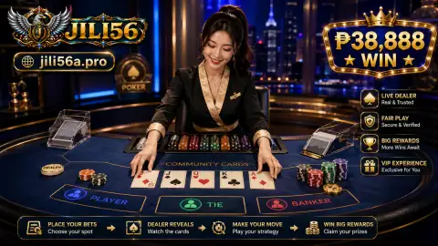 Quiet closing live casino table scene with sapphire studio lighting and polished JILI56 table details